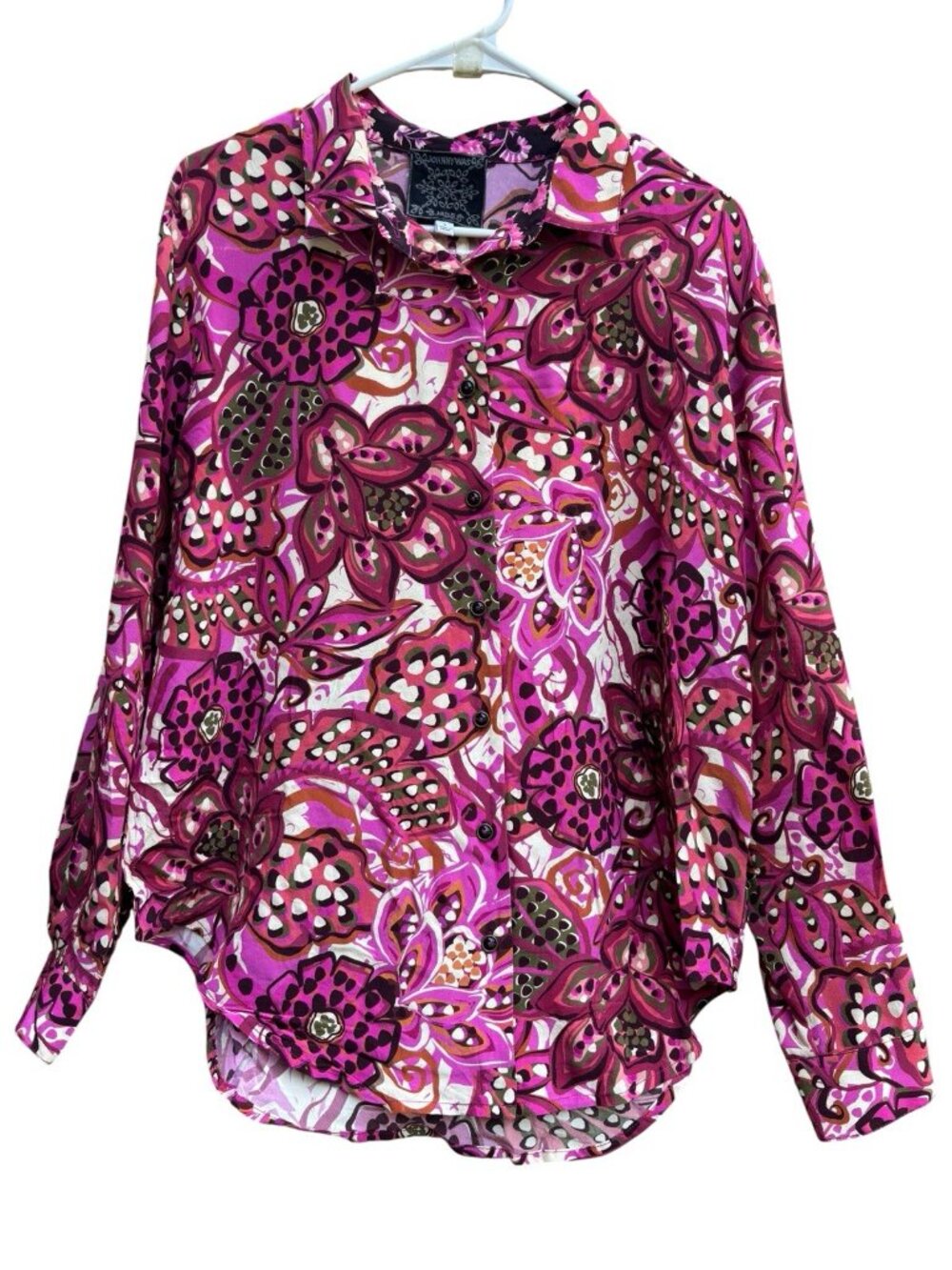 Johnny Was Silk Shirt Womens Small Dreams of Vivanna Floral Button Blouse